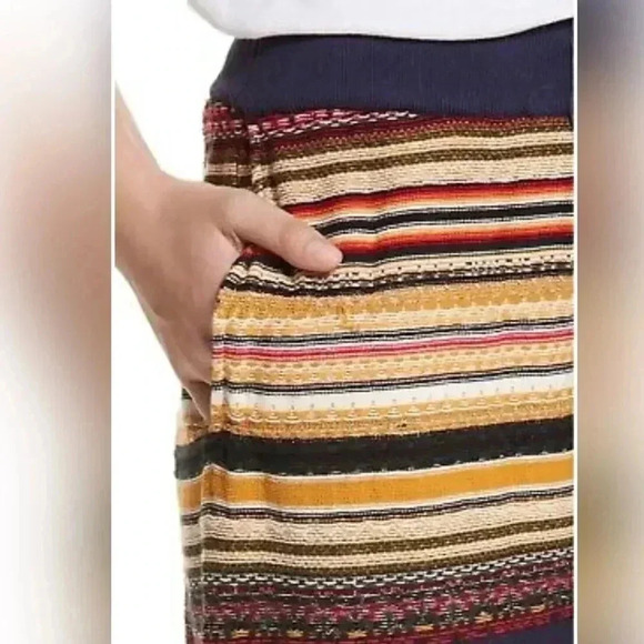 Free People All Mixed-Up Striped Jogger Knit Sweatpant Multicolor Rib Cuffs - Picture 2 of 7